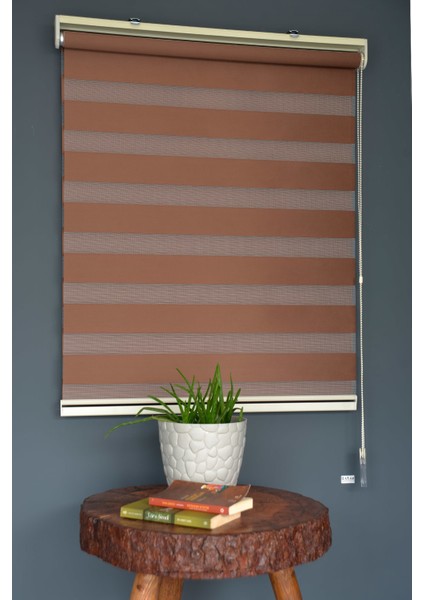 Zebra Stor Perde Ba-13 Kahverengi Renk Eteksiz Bambu 210 x 200 cm