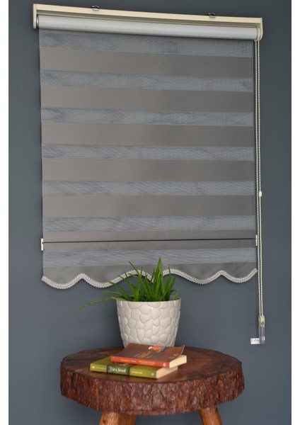 Zebra Stor Perde Ba-19 Antrasit Renk Etekli Bambu 140 x 260 cm