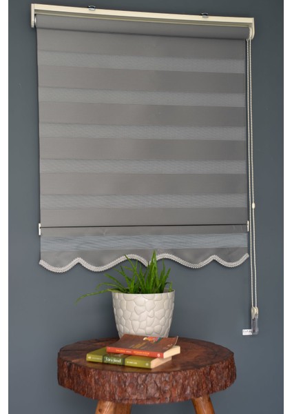 Zebra Stor Perde Ba-19 Antrasit Renk Etekli Bambu 140 x 260 cm