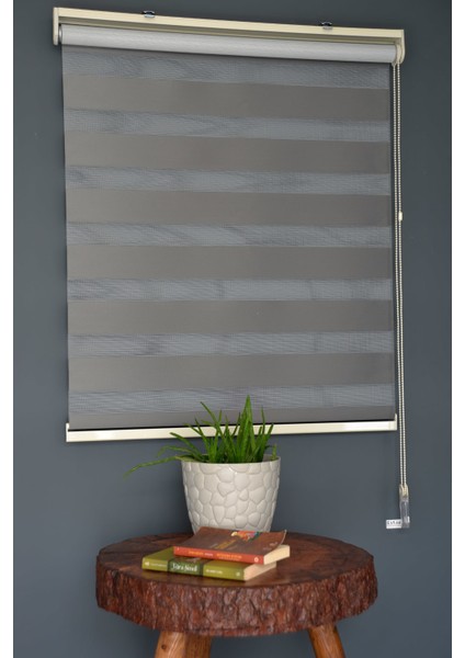 Zebra Stor Perde Ba-19 Antrasit Renk Eteksiz Bambu 210 x 260 cm