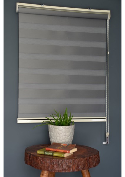 Zebra Stor Perde Ba-19 Antrasit Renk Eteksiz Bambu 200 x 260 cm