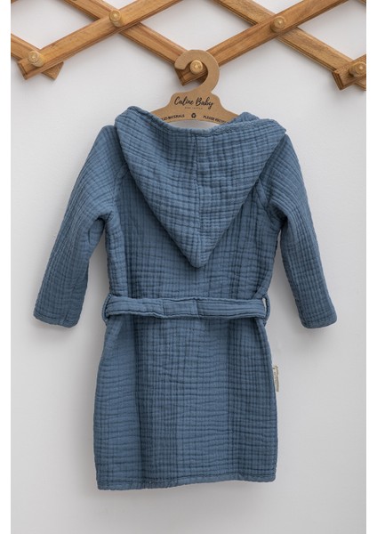 4 Kat Müslin Çocuk Bornozu - Navy fiyatları