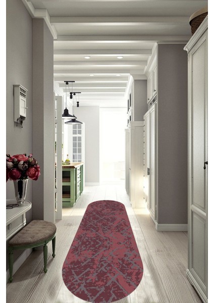 Cappio Bordo Çapraz Desenli Eskitme Oval Halı (Makine'de Yıkanabilir)