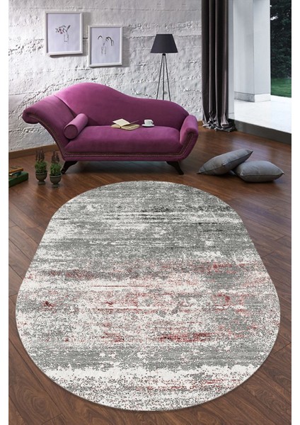 Cappio Gri Pastel Desenli Oval Halı (Makine'de Yıkanabilir)