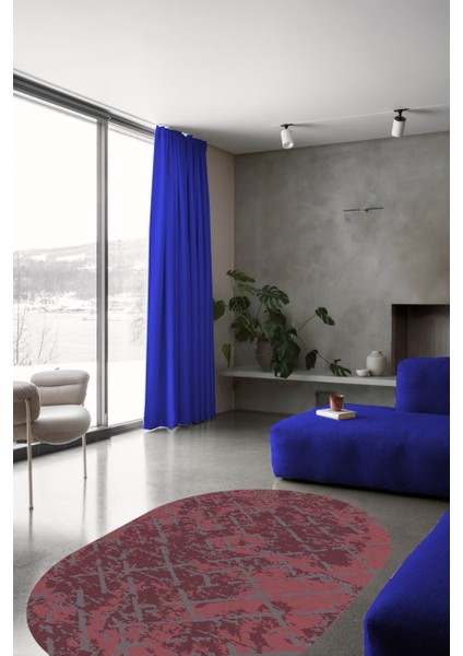 Cappio Bordo Çapraz Desenli Eskitme Oval Halı (Makine'de Yıkanabilir)