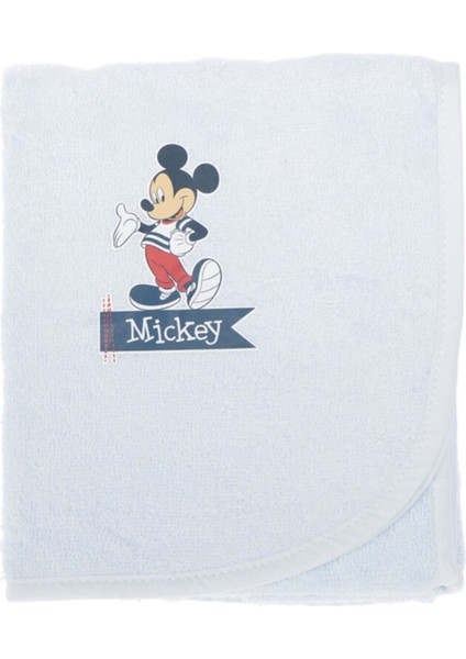 Mickey Mouse Nakışlı Bambu Bebek Pelerin Mavi Lisanslı