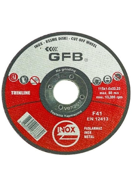 50 Adet Inox Kesici Taş 125X1.0X22.23MM