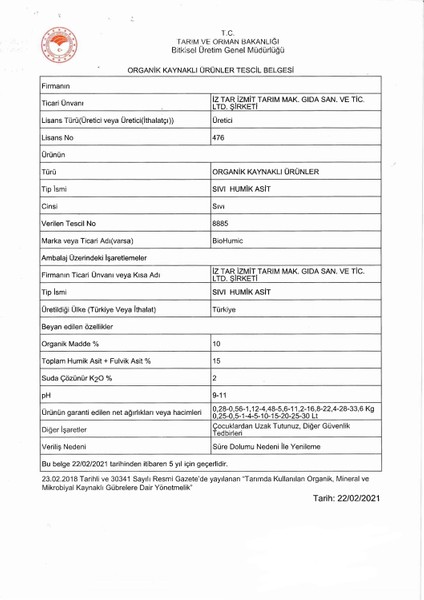 Bio Humic Leonardit Kaynaklı Humik Asit 20 Lt fiyatları