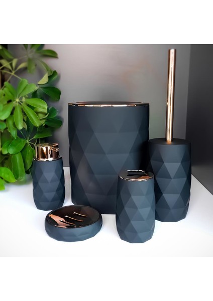 Akrilik Rose Banyo Wc Takımı 5'li Sabunluk Fırçalık Set