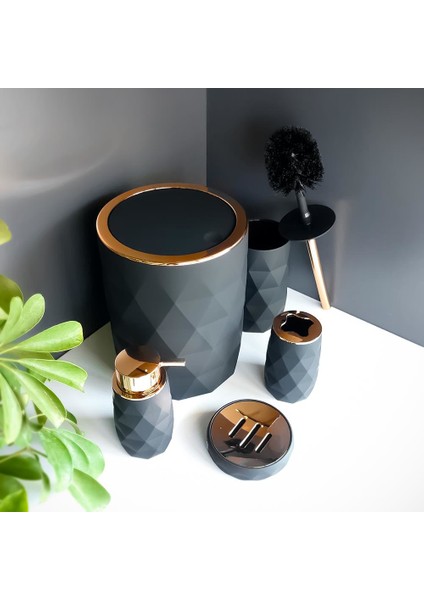 Akrilik Rose Banyo Wc Takımı 5'li Sabunluk Fırçalık Set