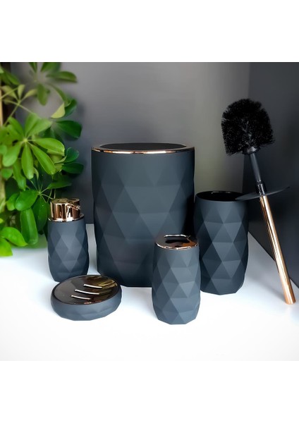 Akrilik Rose Banyo Wc Takımı 5'li Sabunluk Fırçalık Set