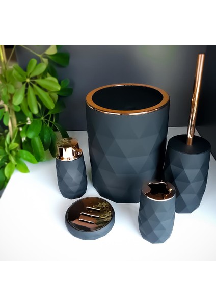 Akrilik Rose Banyo Wc Takımı 5'li Sabunluk Fırçalık Set