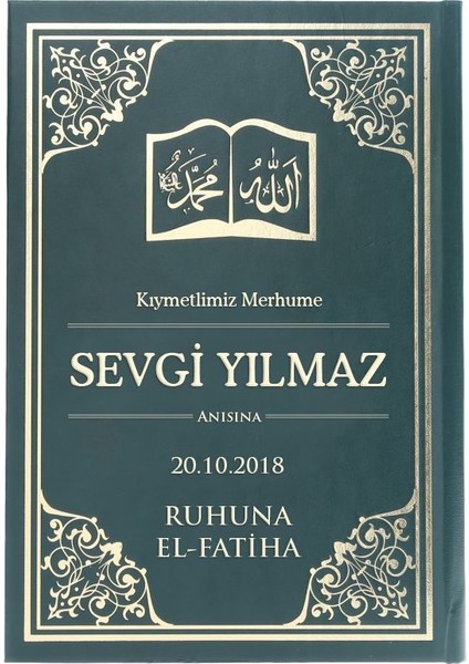 Yasin Cüzü Özel Ciltli Baskılı (Orta Boy 16×24, 192 Sayfa) Yeşil 50 Adet