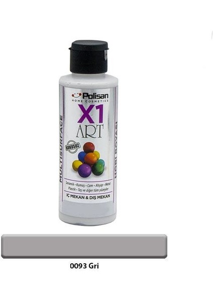 X1 Art Multisurface Hobi Boyası Gri 120 ml