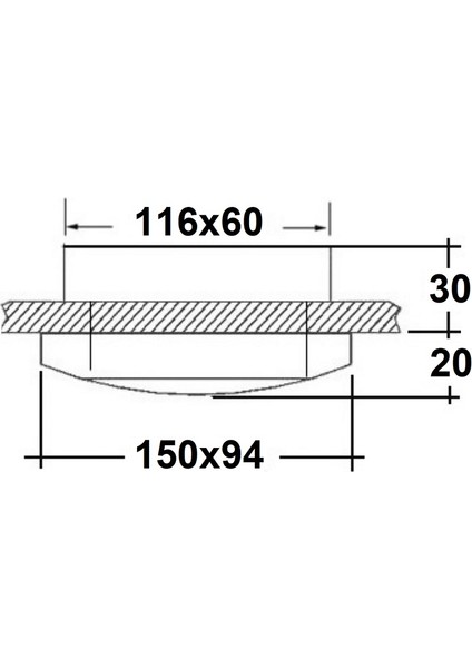 Gömme Lamba Oval Gold, 20W, 116X60MM