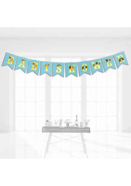 Süsle Bebek ve Parti Baby Shower Karton Uzar Yazı, 3,00 mt - Mavi