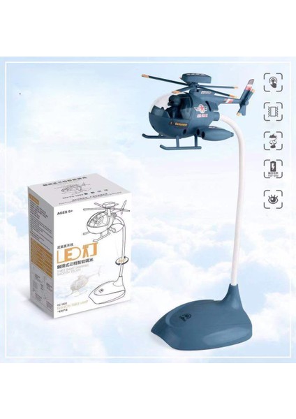 Helikopter Şarjlı Gece Masa Lambası Dokunmatik 3 Farklı LED Işıklı