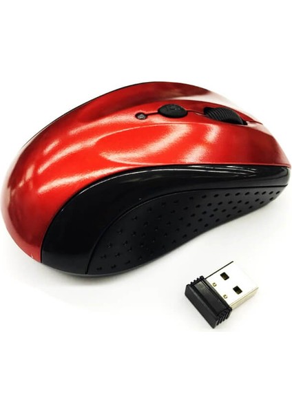 WZ-802 1600 Dpı 6 Tuşlu Kablosuz Optik Mouse  Kırmızı