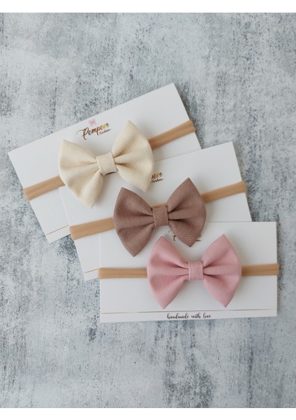 Kız Bebek Fiyonk Bandana 3 Li Set