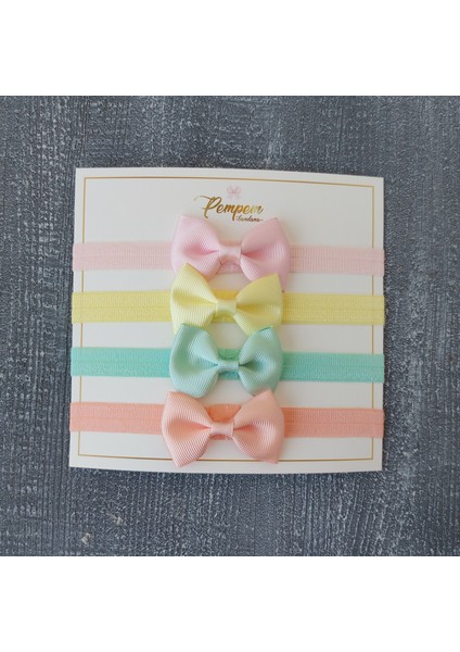 Kız Bebek Mini Kurdela Bandana 4 Lü Set
