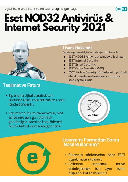 NOD32 & Internet Security 2024 1-3-5-10 Kullanıcı Dijital Lisans modelleri