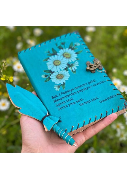 Papatya Mevsimi Deri Defter Mavi