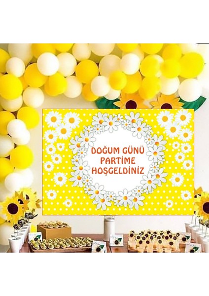 Papatya Tema Balon Zinciri ve 50X70 cm Afişli Set