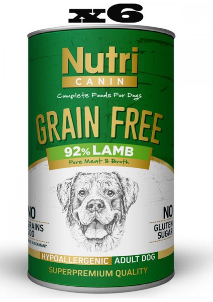 400 gr %92 Kuzu Etli Tahılsız Köpek Maması 6ADET