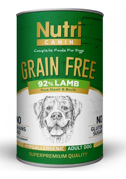 400 gr %92 Kuzu Etli Tahılsız Köpek Maması 6ADET