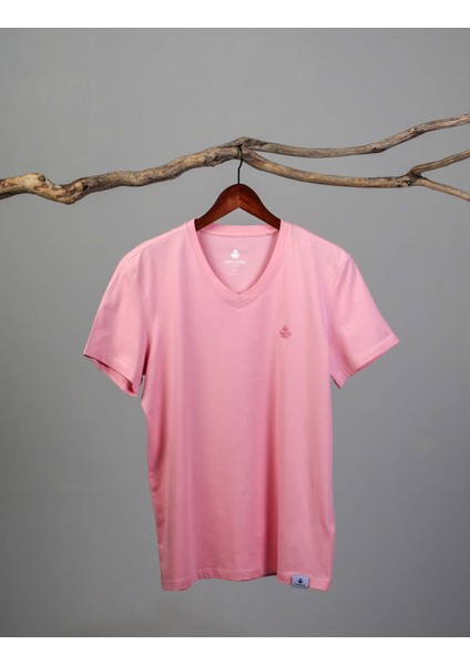 Erkek V Yaka T-Shirt Neo-Alpes Pembe