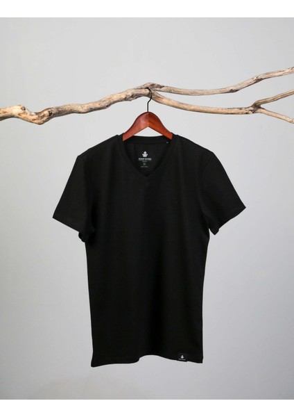 Erkek V Yaka T-Shirt Neo-Alpes Siyah