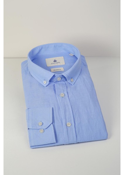 Relaxed Fit Düğmeli Yaka Gömlek Neo-Epherest Açık Mavi indirimleri