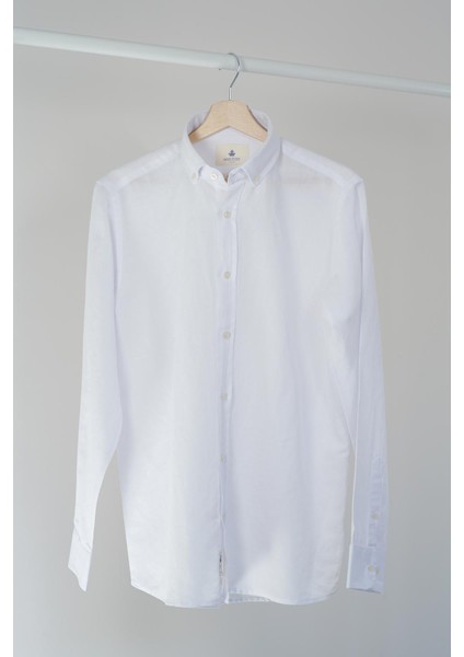 Slim Fit Düğmeli Yaka Gömlek Neo-Epherest Beyaz