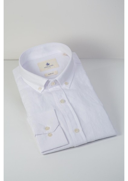 Slim Fit Düğmeli Yaka Gömlek Neo-Epherest Beyaz indirimleri
