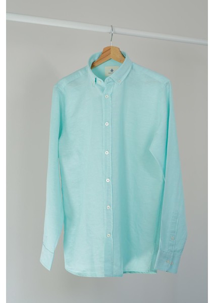 Slim Fit Düğmeli Yaka Gömlek Neo-Epherest Turkuaz