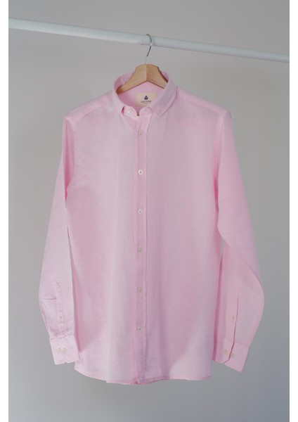 Slim Fit Düğmeli Yaka Gömlek Neo-Epherest Pembe