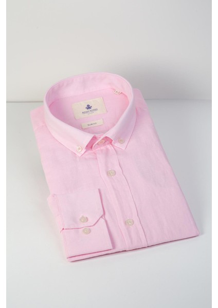 Slim Fit Düğmeli Yaka Gömlek Neo-Epherest Pembe indirimleri