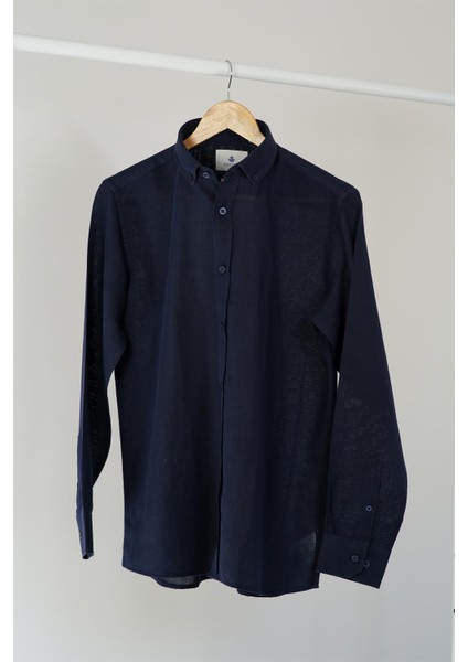Slim Fit Düğmeli Yaka Gömlek Neo-Epherest Lacivert