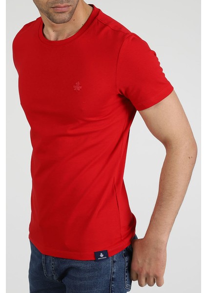 Erkek Bisiklet Yaka T-Shirt Neo-Premier Kırmızı modelleri