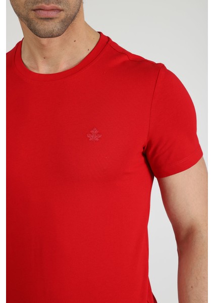 Erkek Bisiklet Yaka T-Shirt Neo-Premier Kırmızı indirimleri