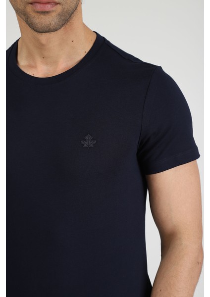 Erkek Bisiklet Yaka T-Shirt Neo-Premier Lacivert indirimleri