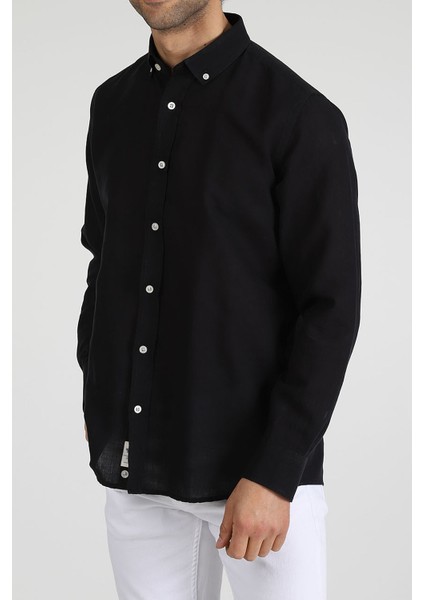 Slim Fit Düğmeli Yaka Gömlek Neo-Epherest Siyah fiyatları