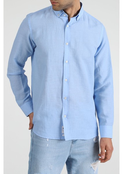 Slim Fit Düğmeli Yaka Gömlek Neo-Epherest Açık Mavi fiyatları