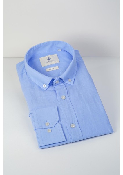 Slim Fit Düğmeli Yaka Gömlek Neo-Epherest Açık Mavi indirimleri