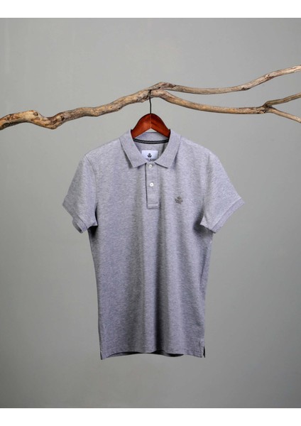 Erkek Polo Yaka T-Shirt Neo-Essential Gri