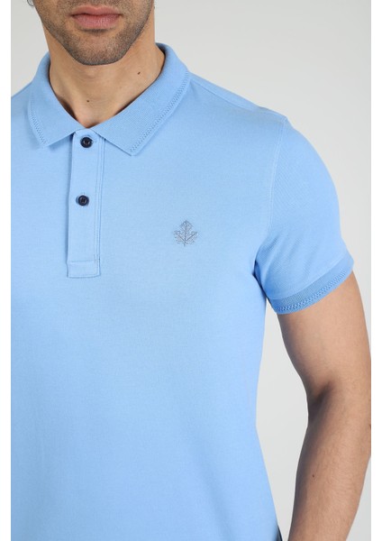 Erkek Polo Yaka T-Shirt Neo-Essential Açık Mavi indirimleri