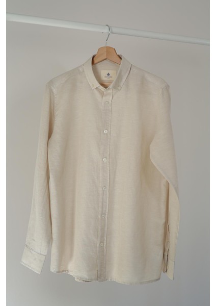 Relaxed Fit Düğmeli Yaka Gömlek Neo-Epherest Bej