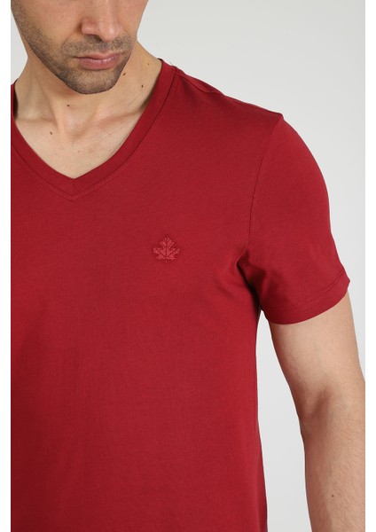 Erkek V Yaka T-Shirt Neo-Alpes Bordo indirimleri