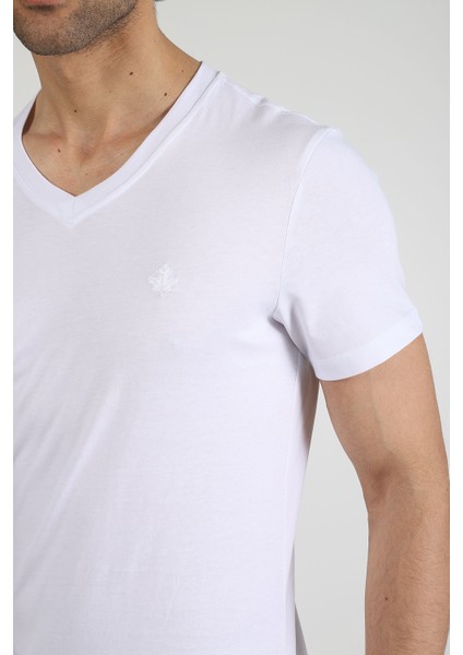Erkek V Yaka T-Shirt Neo-Alpes Beyaz indirimleri