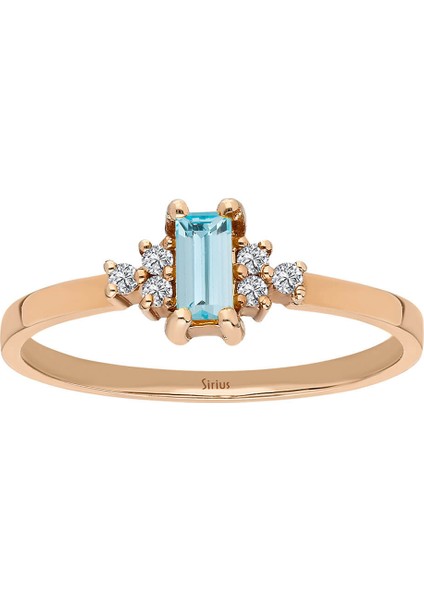 Pırlanta ve Baget Kesim Akuamarin Yüzük 0442R0016